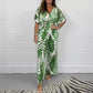 🔥Slimming tool! Women's large size leaf print bodysuit, the elastic belt outlines the curves.