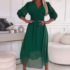 🌈2025 Trending Colors! V-neck chiffon fairy dress 👗