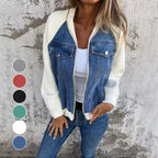 Women's Creative Denim Splicing Jacket 🧥 – Edgy Streetwear for Daily Cool Looks