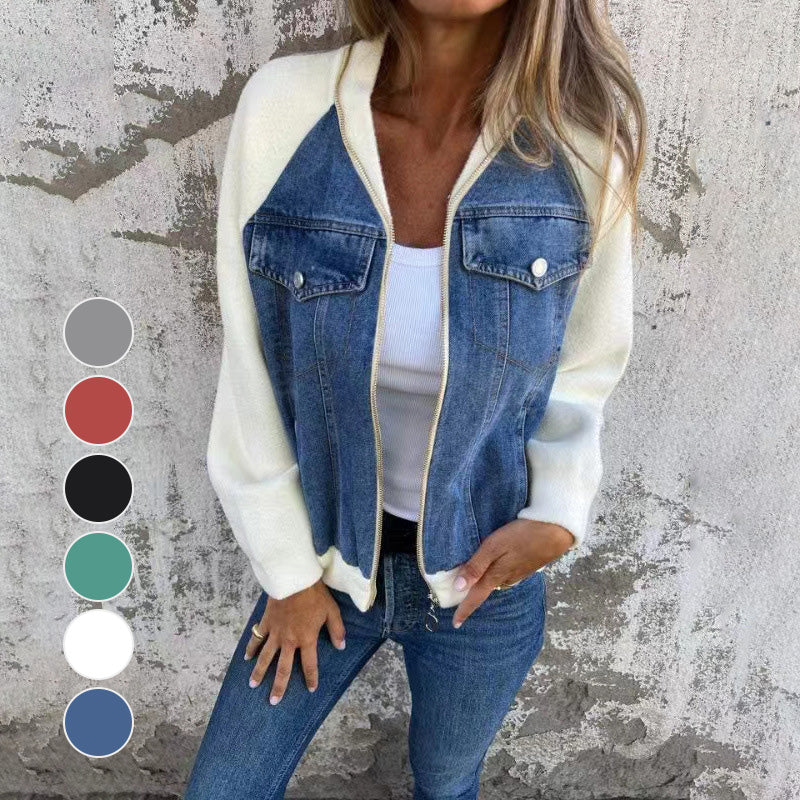 Women's Creative Denim Splicing Jacket 🧥 – Edgy Streetwear for Daily Cool Looks