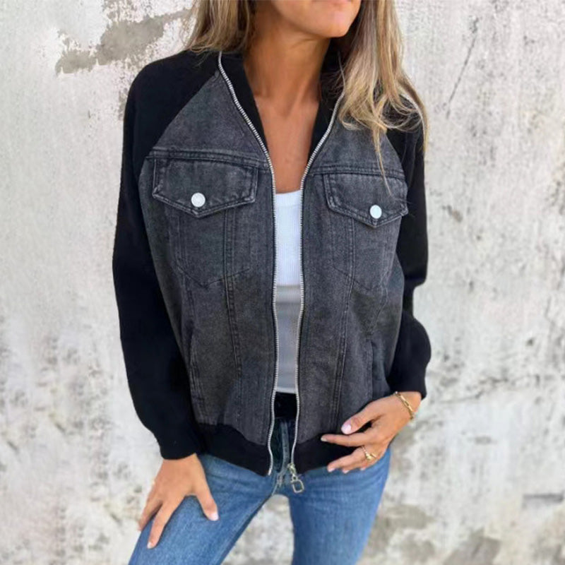 Women's Creative Denim Splicing Jacket 🧥 – Edgy Streetwear for Daily Cool Looks