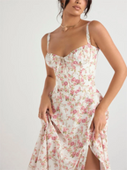 🔥Summer Sale🔥🌸Strapless dress with floral print at the waist🌺