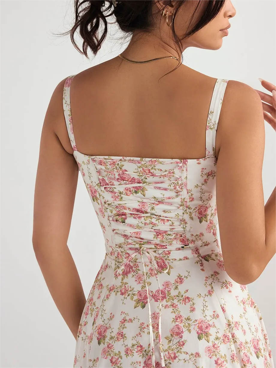 🔥Summer Sale🔥🌸Strapless dress with floral print at the waist🌺