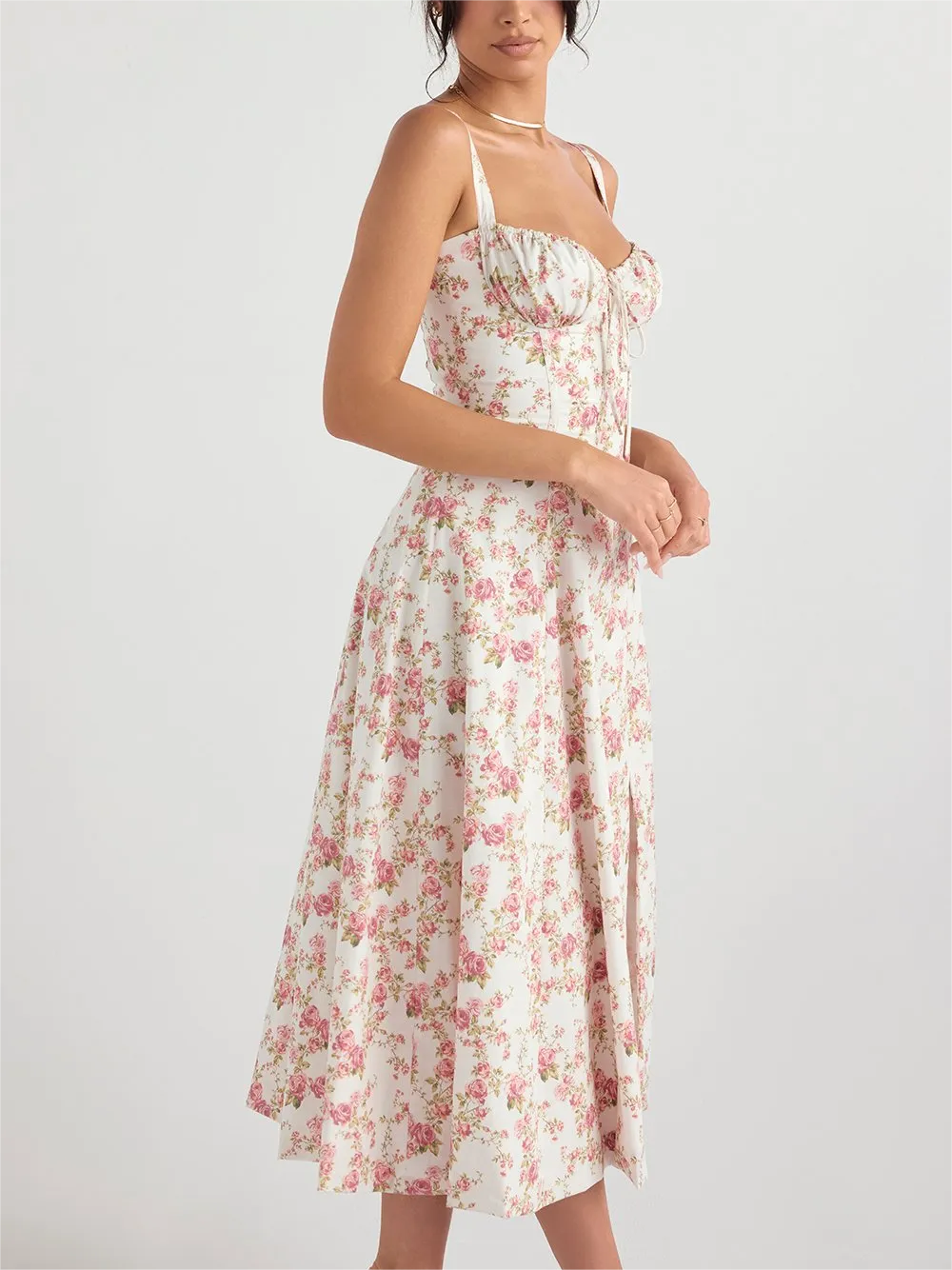 🔥Summer Sale🔥🌸Strapless dress with floral print at the waist🌺