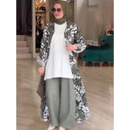 Floral Print Long Sleeve Lapel Buttoned Maxi Dress