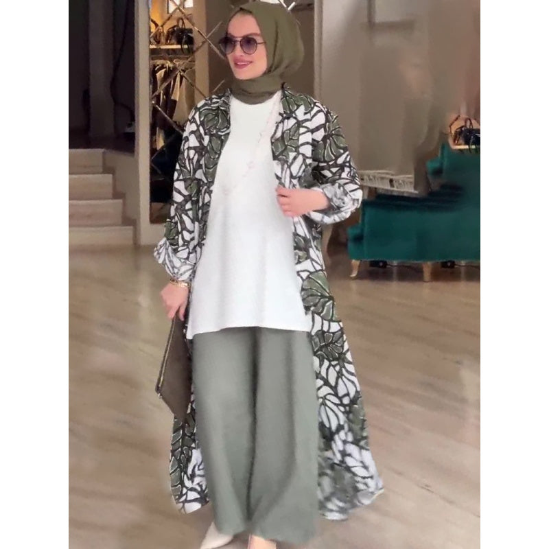 Floral Print Long Sleeve Lapel Buttoned Maxi Dress