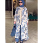 Floral Print Long Sleeve Lapel Buttoned Maxi Dress