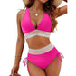👙 Hochtailliertes Bikini Set mit Regenbogenwellen-Bund – Bauchkontrolle, Halter V-Ausschnitt, seitliche Zugbänder für Strand & Pool