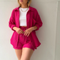LONG SLEEVE SHIRT SHORT SET