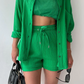 LONG SLEEVE SHIRT SHORT SET