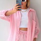 LONG SLEEVE SHIRT SHORT SET