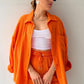 LONG SLEEVE SHIRT SHORT SET