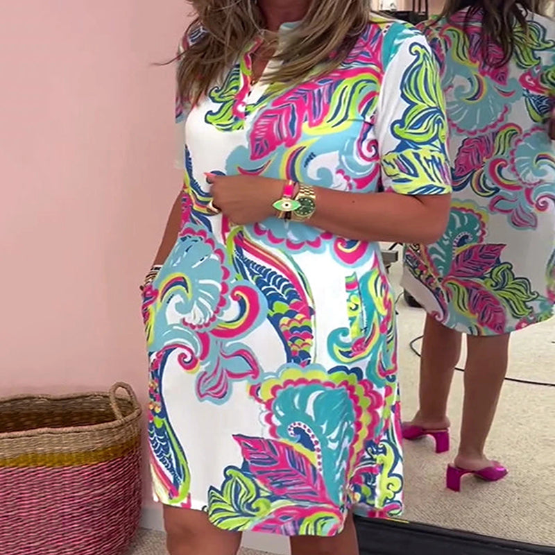 🌷Hot Deal! Colorful Printed V - Neck Women’s Dress🌸