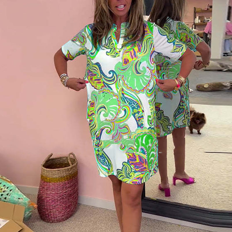 🌷Hot Deal! Colorful Printed V - Neck Women’s Dress🌸