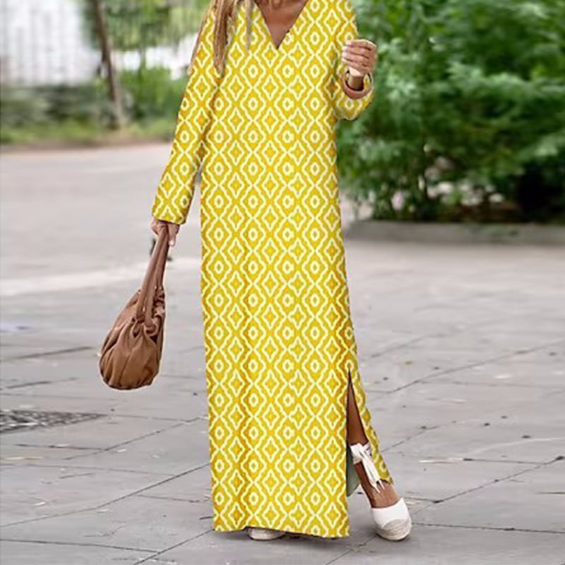 🔥For a limited time 26% discount🔥Boho Long Sleeve V-Neck Dress