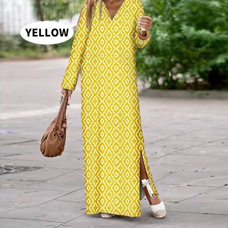 🔥For a limited time 26% discount🔥Boho Long Sleeve V-Neck Dress