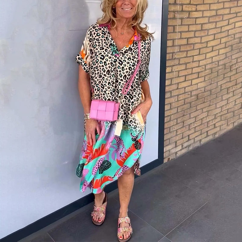 🔥2025 HOT SALE🔥🥰 V-Neck Printed Loose Dress