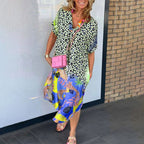 🔥2025 HOT SALE🔥🥰 V-Neck Printed Loose Dress