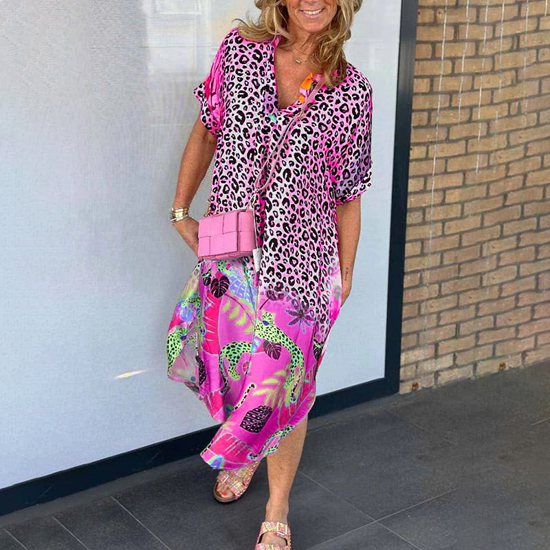 🔥2025 HOT SALE🔥🥰 V-Neck Printed Loose Dress