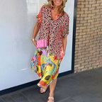 🔥2025 HOT SALE🔥🥰 V-Neck Printed Loose Dress