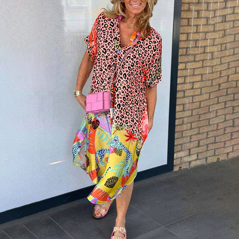 🔥2025 HOT SALE🔥🥰 V-Neck Printed Loose Dress