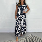 💕Time-limited discount💕Women's Summer Ruffled Wide-Leg Jumpsuit With Geometric Prints