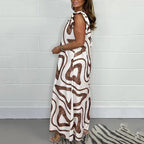 💕Time-limited discount💕Women's Summer Ruffled Wide-Leg Jumpsuit With Geometric Prints