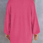 Women’s Loose Solid Color Waffle Knit Shirt