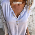 Women’s Trendy Solid Color V Neck Long Sleeve Top