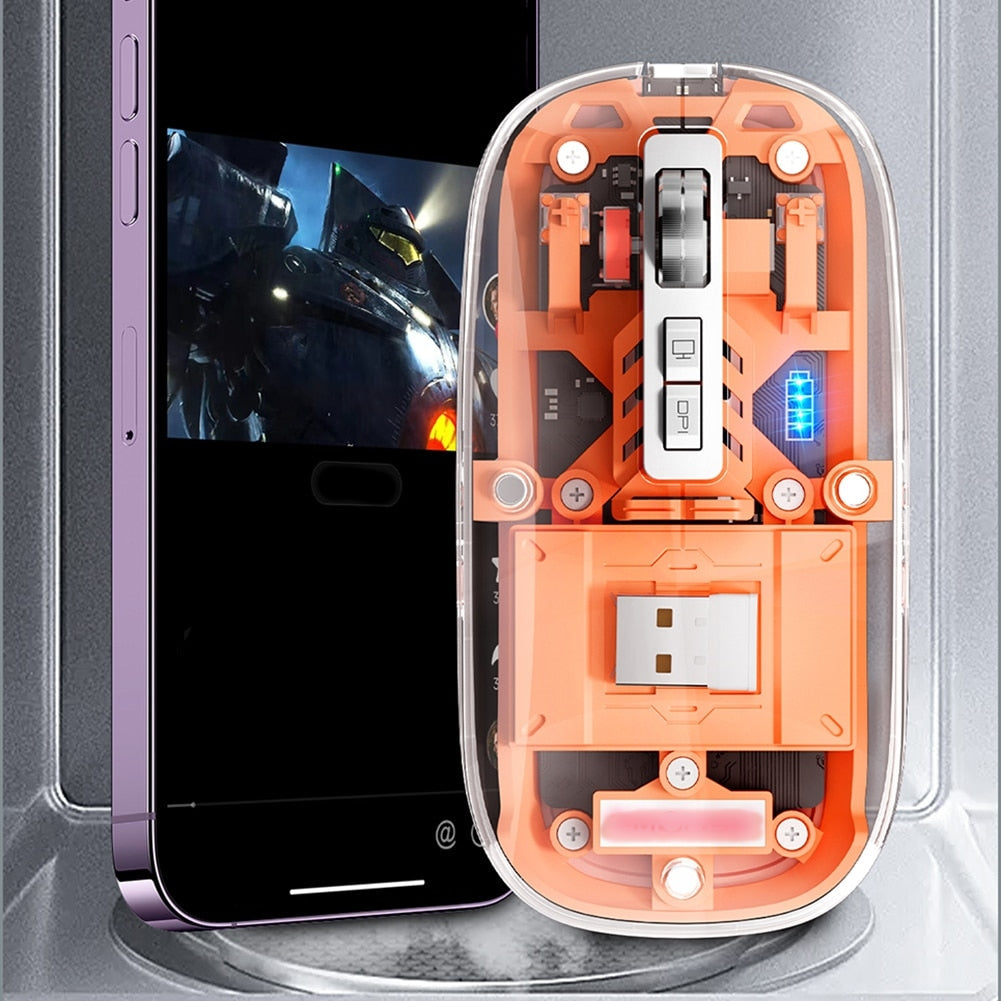 🌟Amazing Universal Mouse!🌟Rechargeable Transparent Shell Bluetooth Wireless Mouse