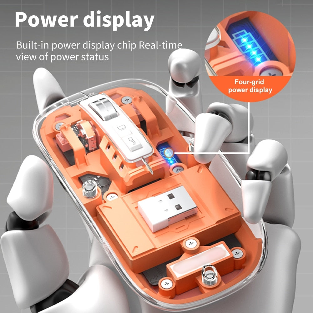 🌟Amazing Universal Mouse!🌟Rechargeable Transparent Shell Bluetooth Wireless Mouse