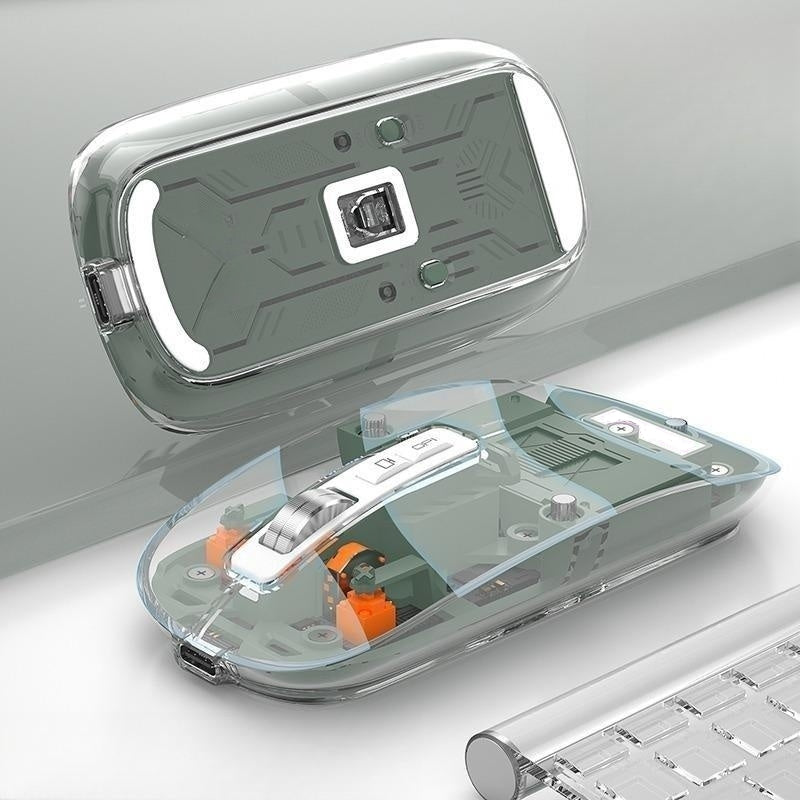 🌟Amazing Universal Mouse!🌟Rechargeable Transparent Shell Bluetooth Wireless Mouse