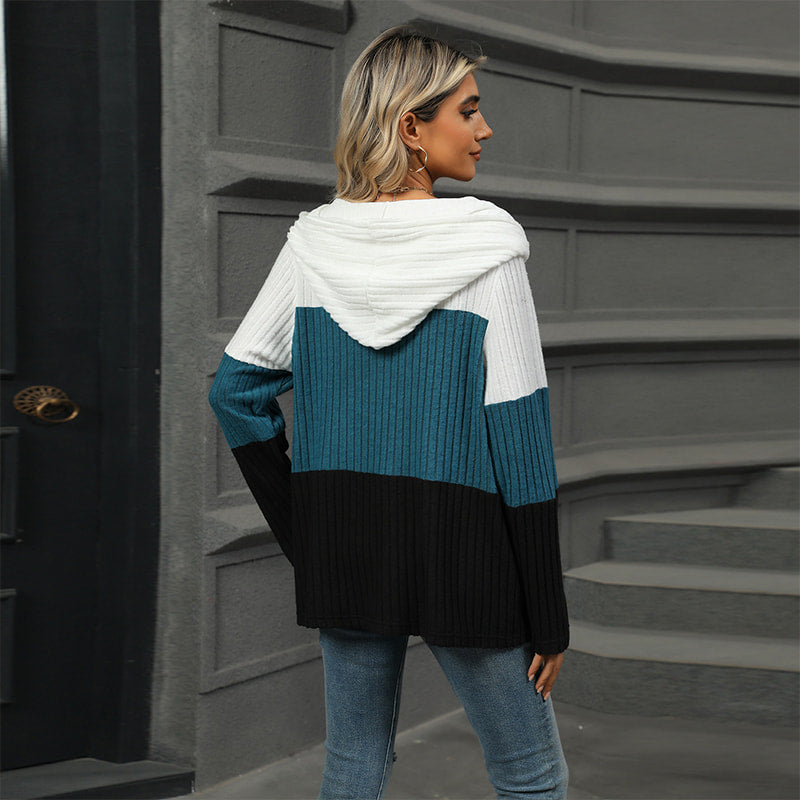 ✨Hot Sale 41% OFF✨Women's Color Block Hooded Sweater