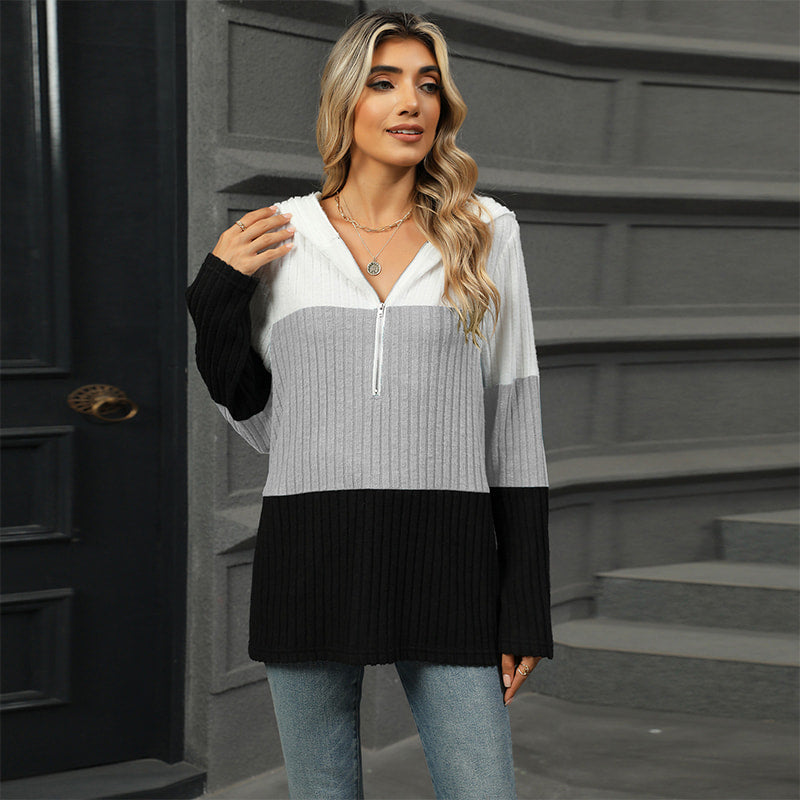 ✨Hot Sale 41% OFF✨Women's Color Block Hooded Sweater