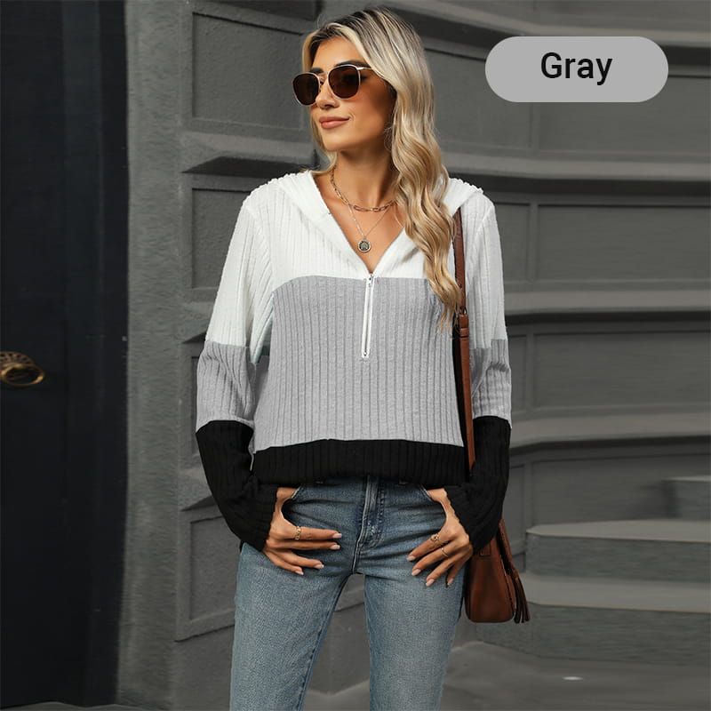 ✨Hot Sale 41% OFF✨Women's Color Block Hooded Sweater