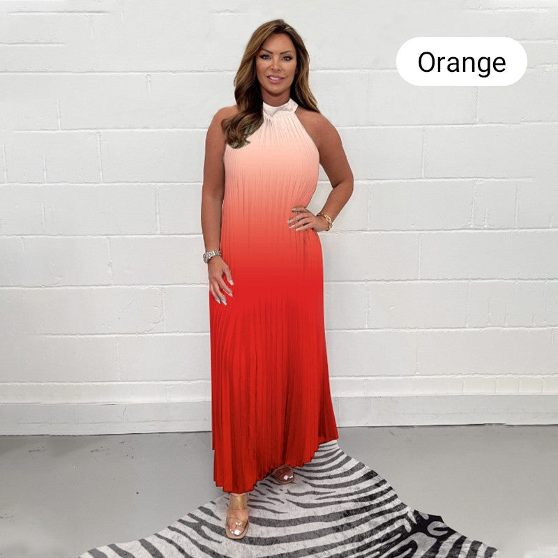 ⏰ Last Flash Sale! 💃 The gradient pleated halterneck dress ✨ is full of romantic atmosphere
