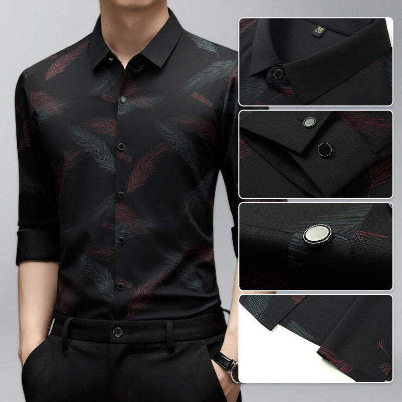 🔥Men's Business Casual Printed Long-Sleeved Shirt