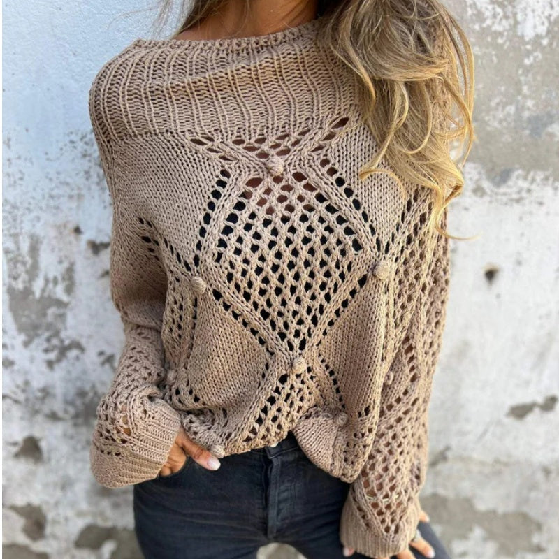 🔥HOT SALE🔥Hollow-out Knitted Round Neck Sweater