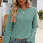 🌸Autumn hot products, 55% off🌸Women's Round Neck Long-Sleeve Sweater with Button Detail