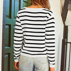 🔥Best seller 52% OFF💕【Elegant and self-confident】Women’s Trendy Striped Cardigan Sweater with Pockets