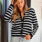 🔥Best seller 52% OFF💕【Elegant and self-confident】Women’s Trendy Striped Cardigan Sweater with Pockets