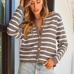 🔥Best seller 52% OFF💕【Elegant and self-confident】Women’s Trendy Striped Cardigan Sweater with Pockets