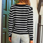🔥Best seller 52% OFF💕【Elegant and self-confident】Women’s Trendy Striped Cardigan Sweater with Pockets