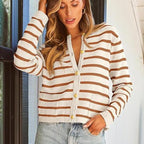 🔥Best seller 52% OFF💕【Elegant and self-confident】Women’s Trendy Striped Cardigan Sweater with Pockets