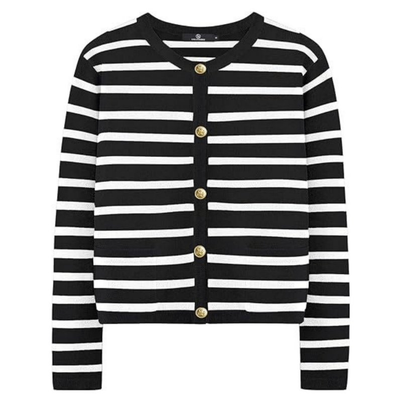 🔥Best seller 52% OFF💕【Elegant and self-confident】Women’s Trendy Striped Cardigan Sweater with Pockets