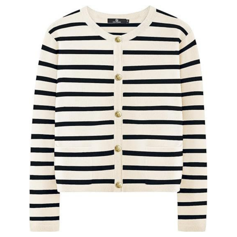 🔥Best seller 52% OFF💕【Elegant and self-confident】Women’s Trendy Striped Cardigan Sweater with Pockets