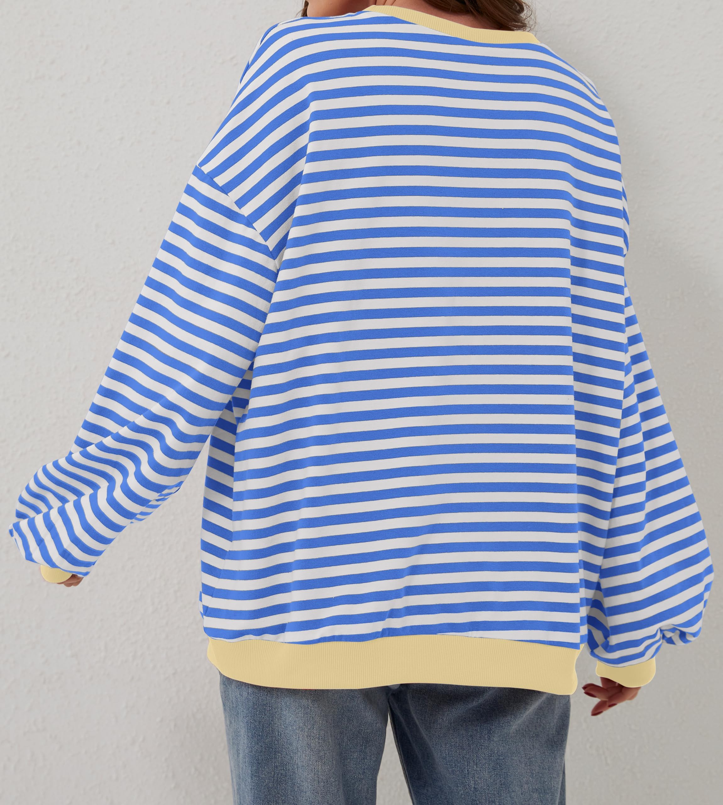 🔥2024 HOT SALE🔥Women's Oversized Striped Long Sleeve Pullover