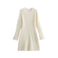 ✨New Arrival✨Solid Color Round Neck Knit Long Sleeve Mini Dress
