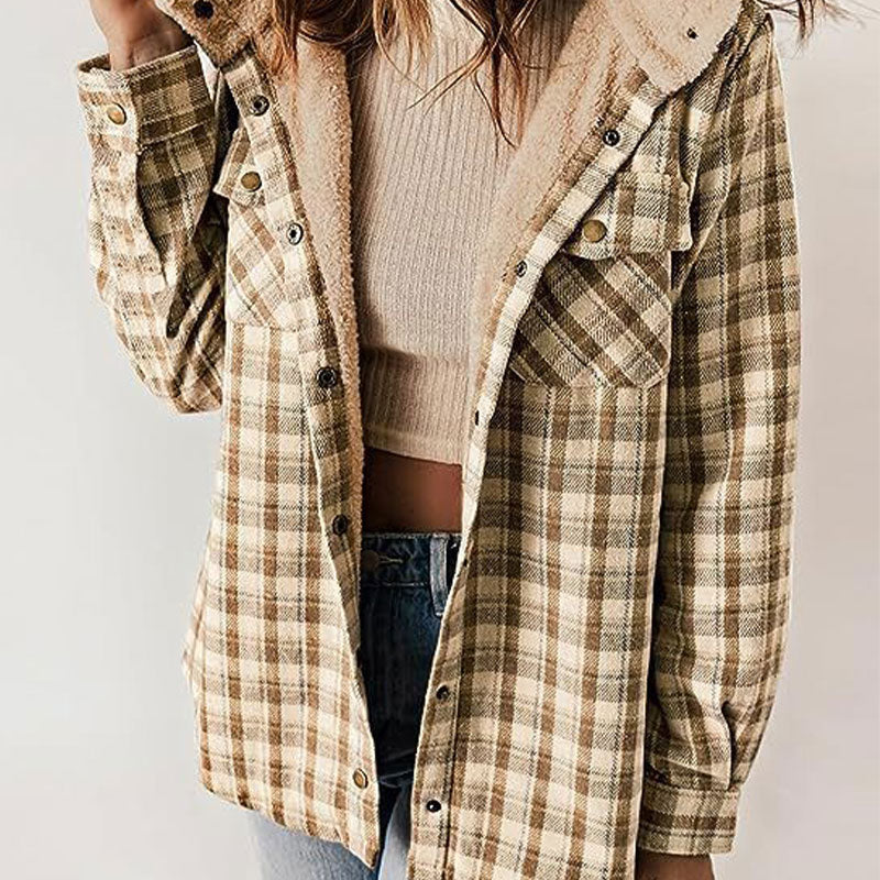 Autumn and Winter Series 54% OFF❄️Women's Winter Trendy Plaid Hooded Jacket💖