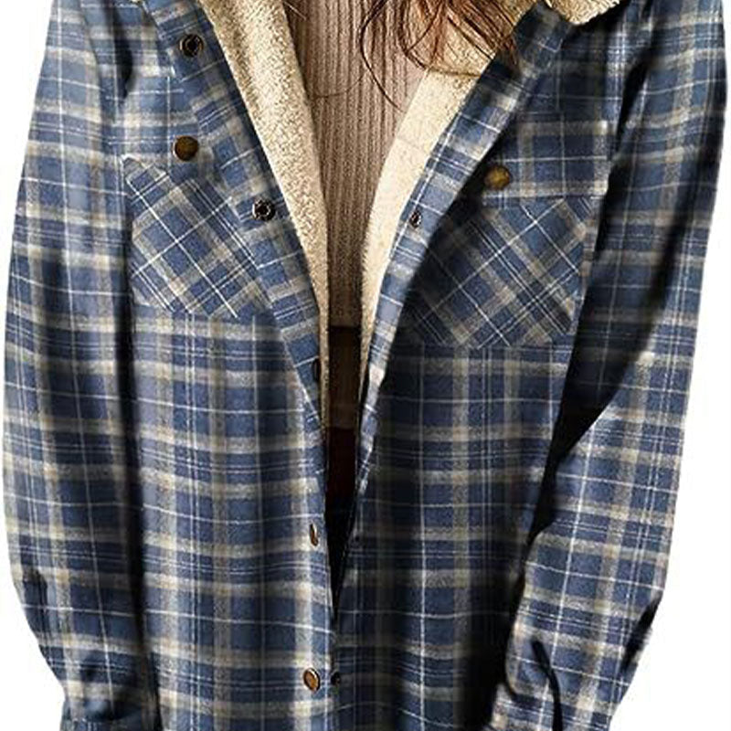 Autumn and Winter Series 54% OFF❄️Women's Winter Trendy Plaid Hooded Jacket💖